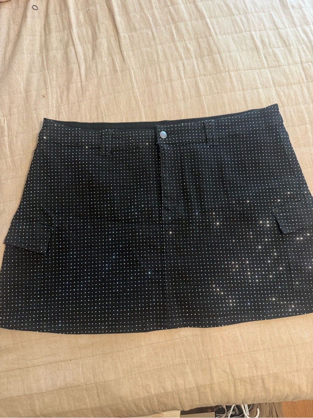 SHEIN Black Mini Skirt with Silver Stud Pattern